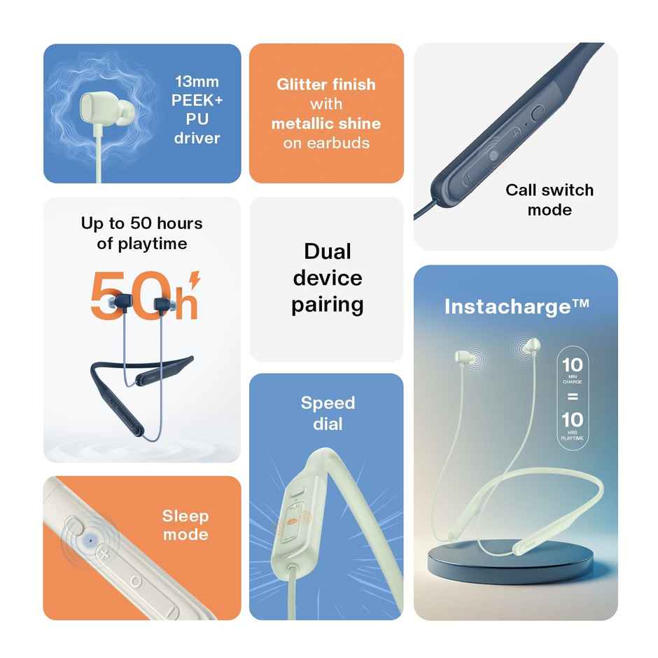 Noise Airwave Crest Bluetooth Wireless Neckband Earphones with Mic | Velvet Black