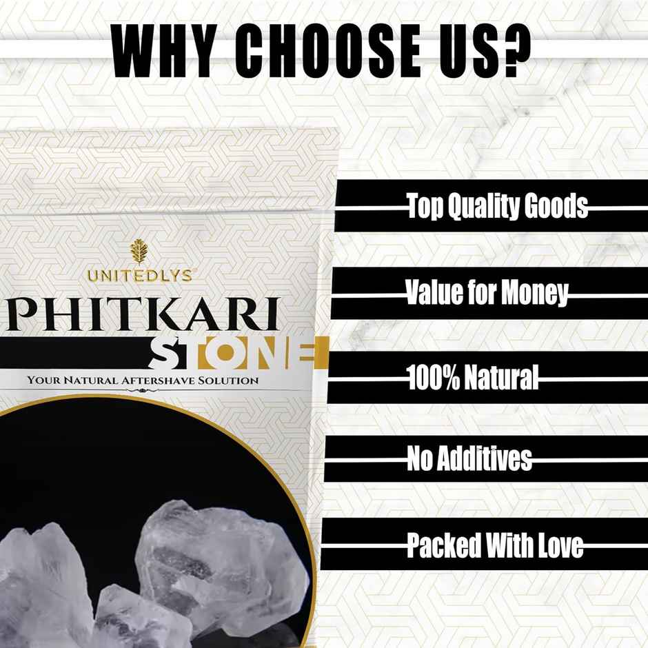 Unitedlys Organic Phitkari Alum Stone for Face | Fitkari Stone for Skin Tightening, Shaving & More