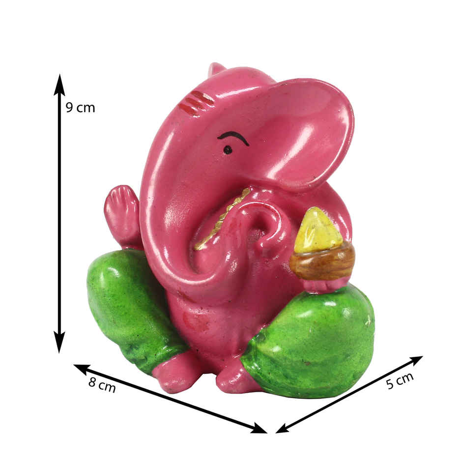 Pink Green Resin Lord Ganesha Idol | eCraftIndia