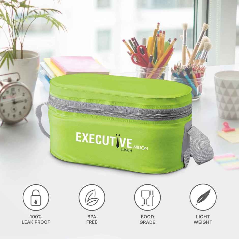 Milton Executive Lunch Insulated Tiffin With 3 Leakproof Containers, Green