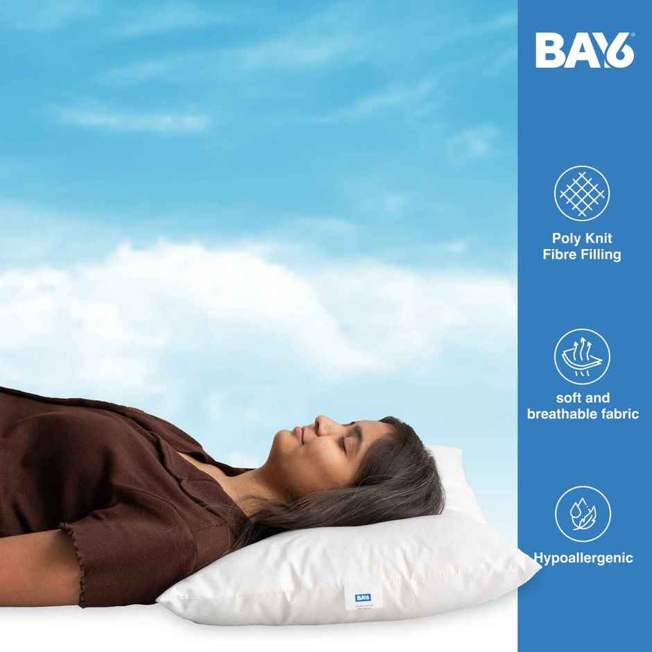 BAY6 Polyfill Fiber Pillow - White, Standard Size | 60 x 40 cm, Pack Of 1