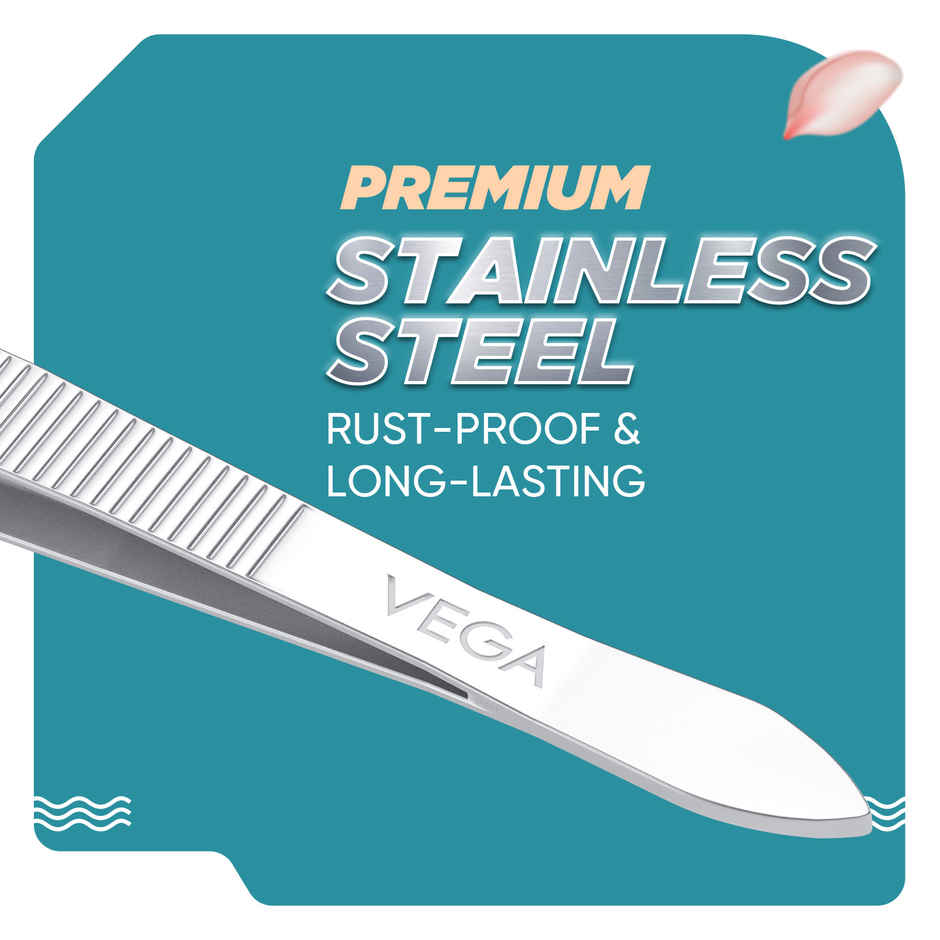 VEGA Tweezer - Square Tip, Silver, (TW-01)