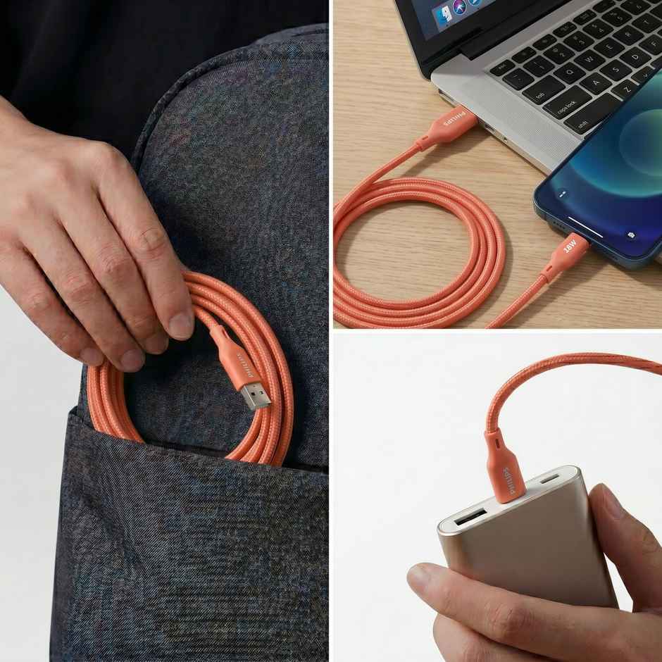 Philips 18W USB A to Type C Fast Charging Cable | DLC4130AR94 | Coral Reef | 1 m