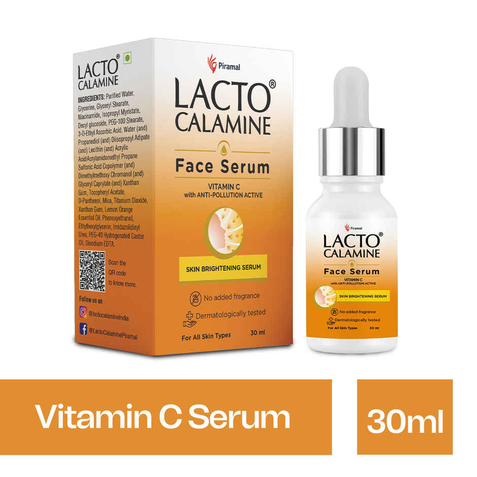 Lacto Calamine Vitamin C Serum Skin Brightening Serum With Pollushield, Vitamin E, B3 And B5