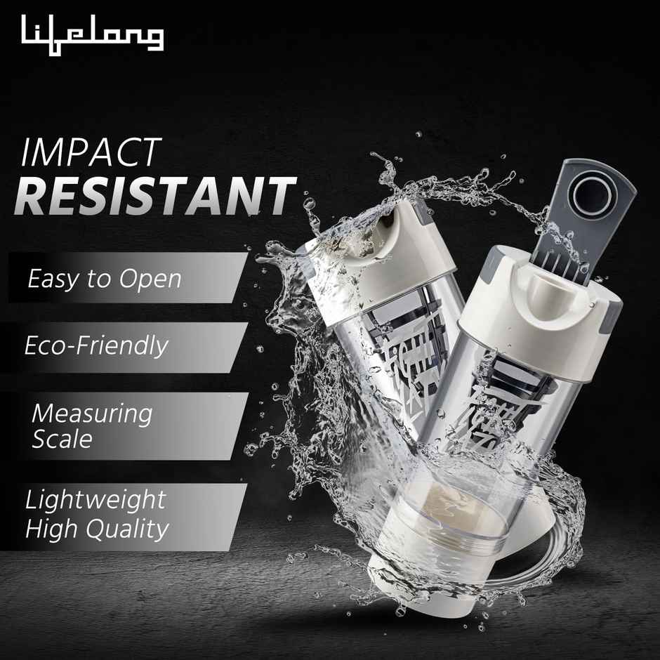 Lifelong Protein Shaker With Extra Compartment Bpa Free Sipper Bottle|500Ml | Llshb03 White Plastic