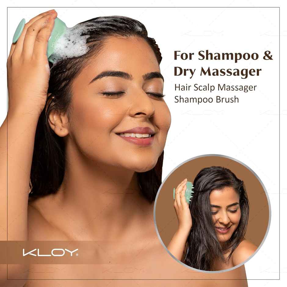 Kloy Round Hair Scalp Massager Shampoo Brush | Super Soft Bristles | Anti Dandruff | Light Green
