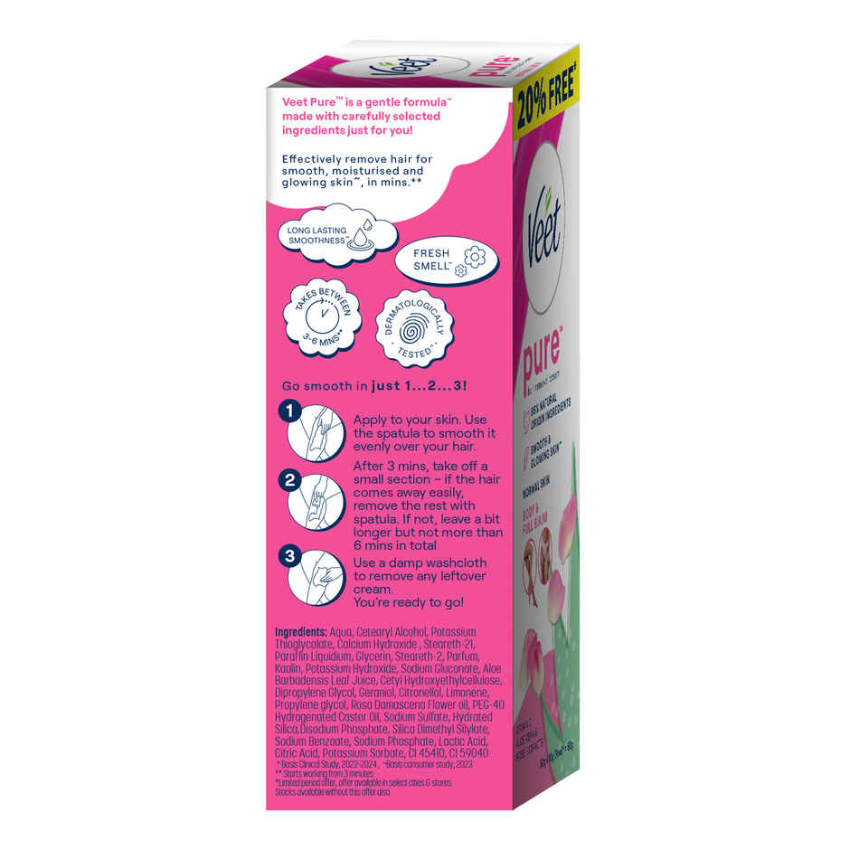 Veet Pure Hair Removal Cream for Normal Skin | Suitable for Legs, Underarms, Bikini & Arms