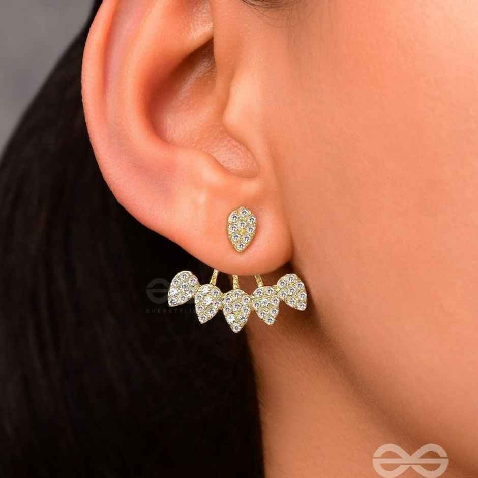 Everstylish The Arctic Shrub-Golden Rhinestones Ear Jackets