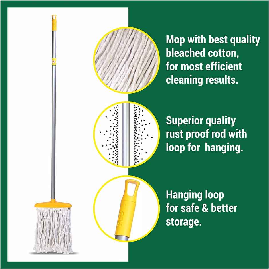 HIC Reffilable Cotton T Mop With Extendable Rod