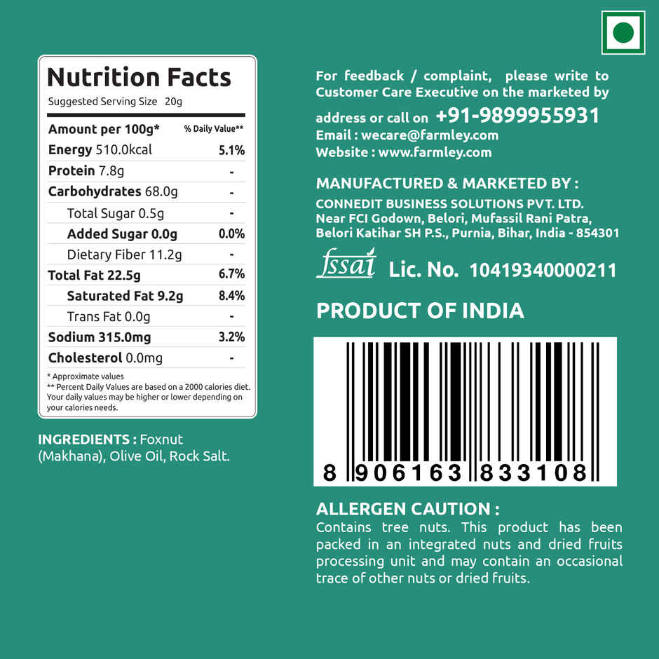 Farmley Roasted Makhana | Himalayan Salted | Olive Oil Roasted