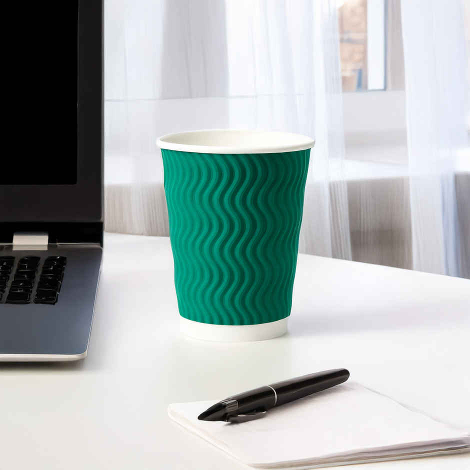 Paper Cup | Sea Green | Rippled | 360 ml | Careswipe