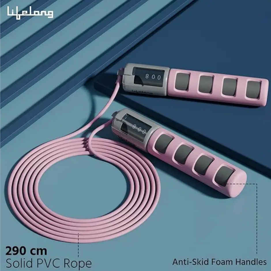Lifelong LLSR07 Skipping Rope with Counter | Tangle-Free, 290cm (Pink)