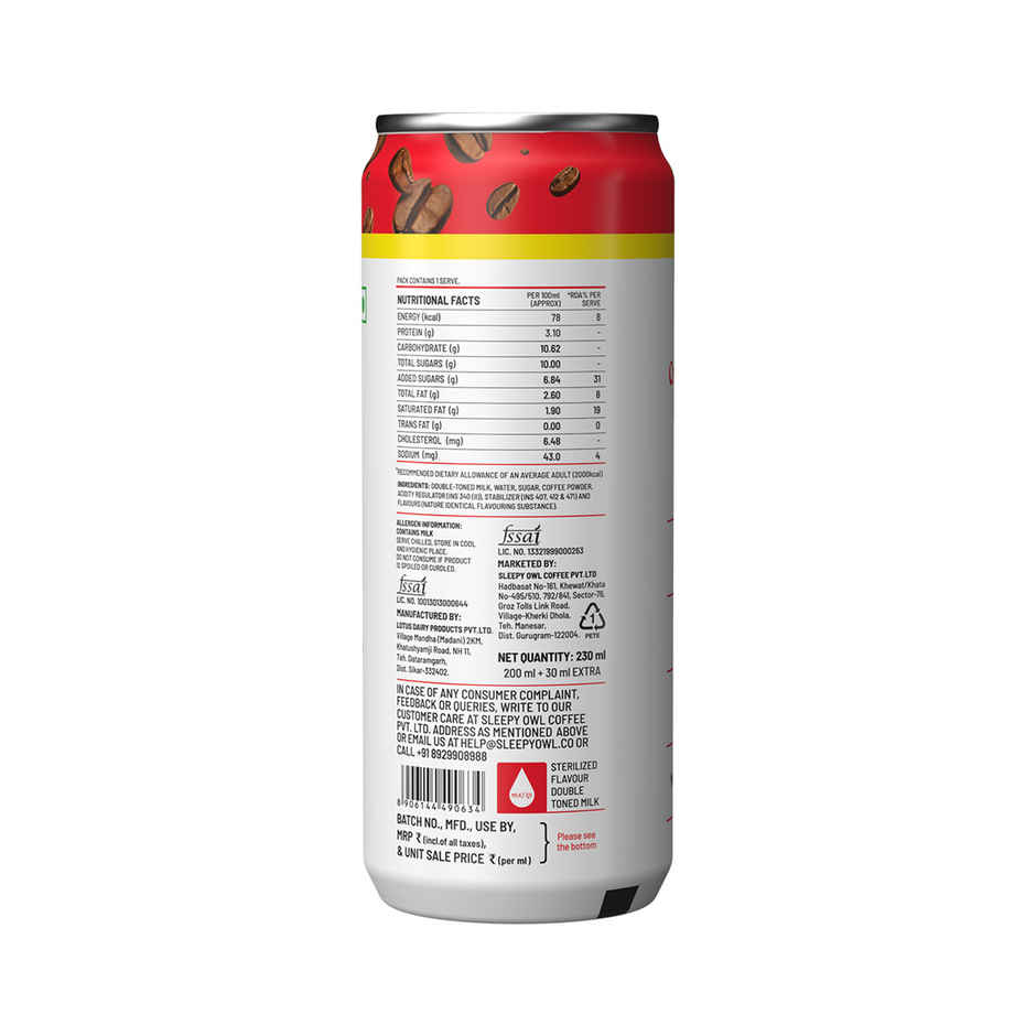 Sleepy Owl Classic Cold Coffee Can | Ready to Drink Coffee Beverage