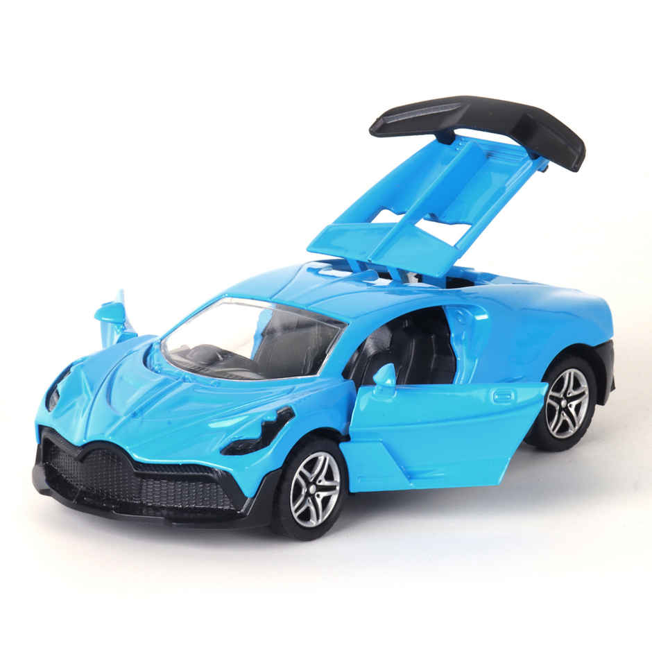Race n Roll Premium Die-Cast Car | 3-Way Opening | Pull-Back Action | Bug Blue