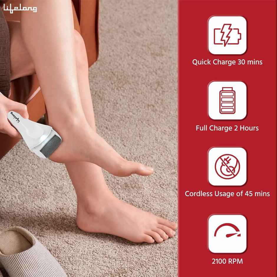 Lifelong LLPCW04 Rechargeable Callus Remover - 3 Changeable Roller Heads