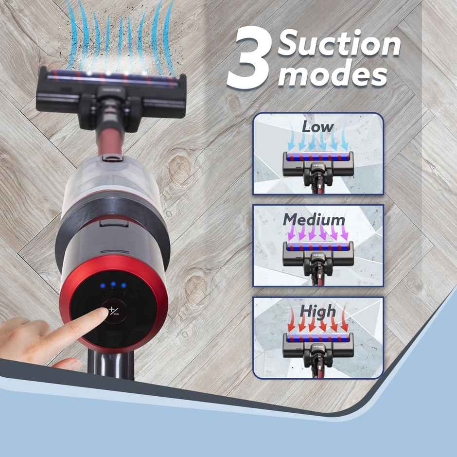 Agaro Supreme Cordless Stick Vacuum Cleaner,400W, 25 Kpa Suction,3 Adjustable Suction Modes,Bagless