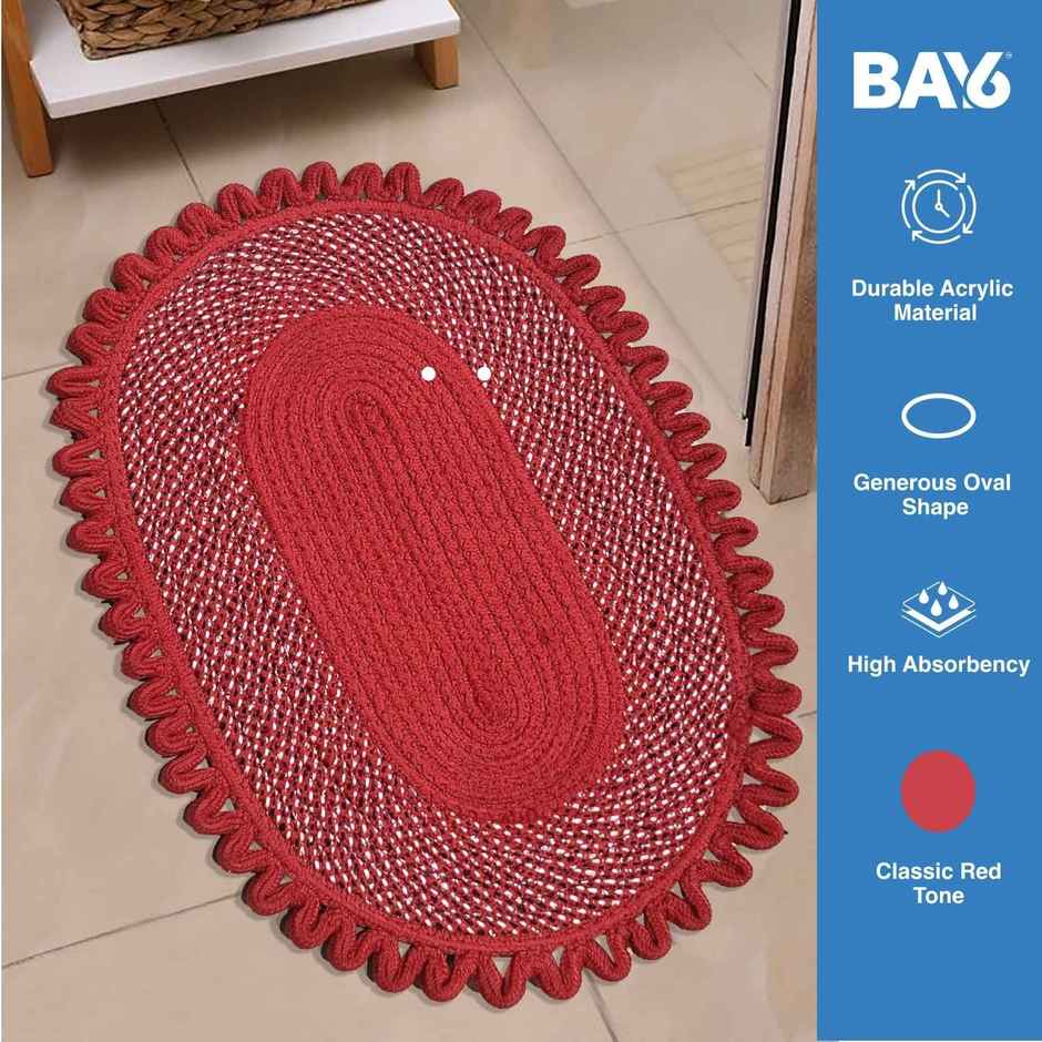 BAY6 Acrylic Oval Doormat Set | 40 x 60 cm - Red