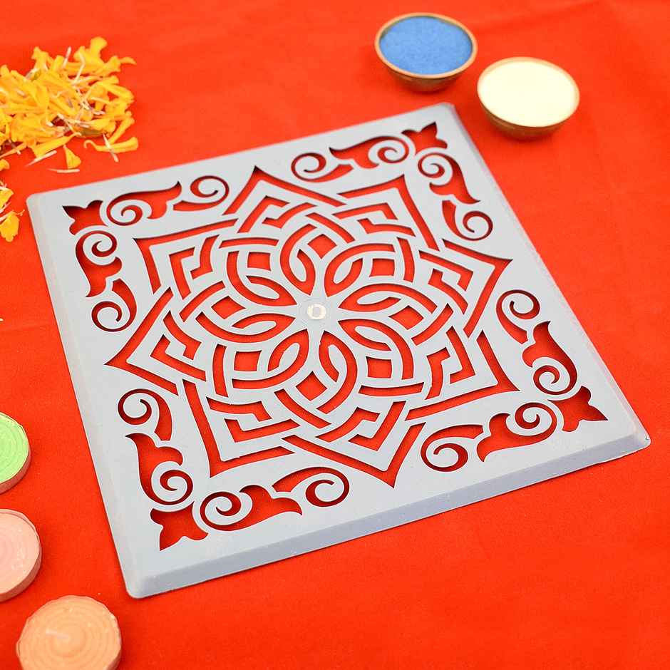 Designer Square Rangoli Stencil | Design 2 | 8 x 8 inch | Satvik