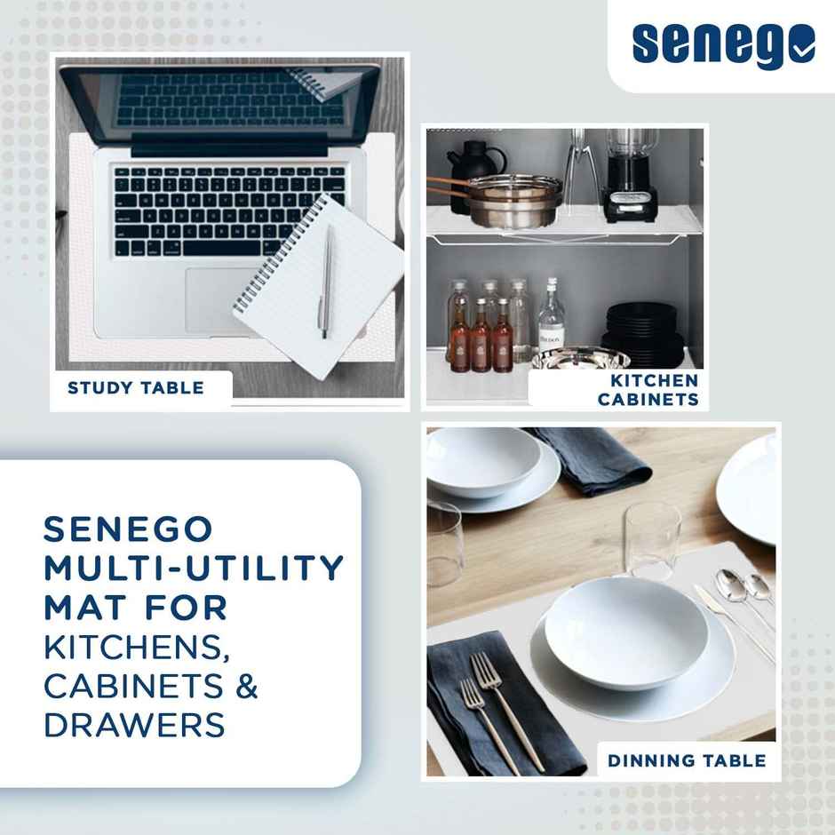 Senego Anti Slip Mat 3m, Shelf Liner Mat for Kitchen/Cupboard/Drawers/Bathroom (45 cm x 3 m), White