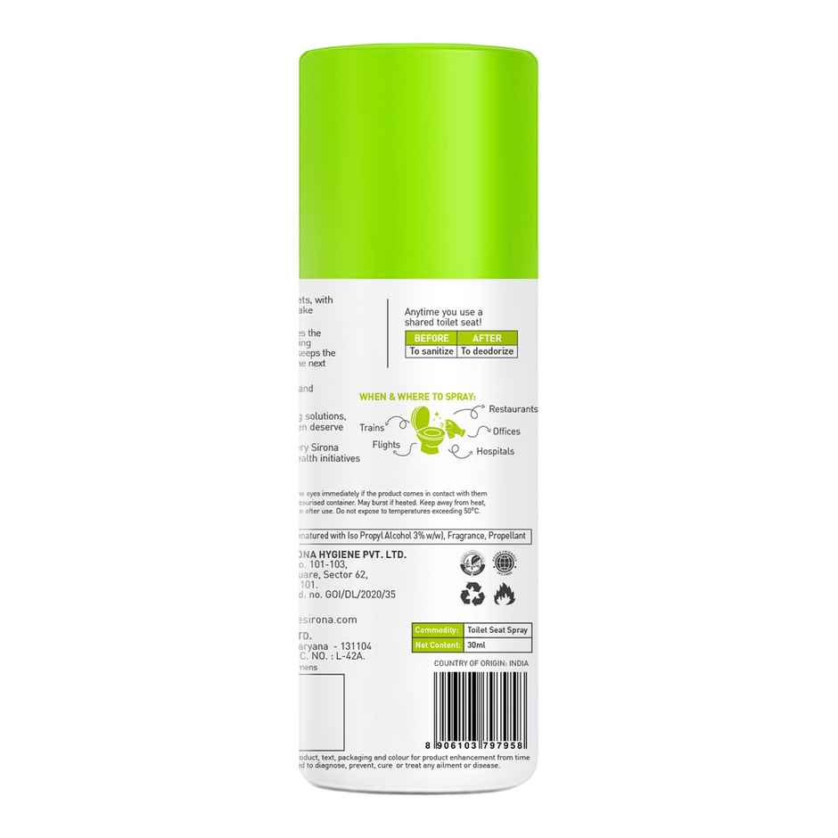 Sirona PeeBuddy Toilet Seat Sanitizer Spray | Citrus | Masks Odour | Travel Friendly