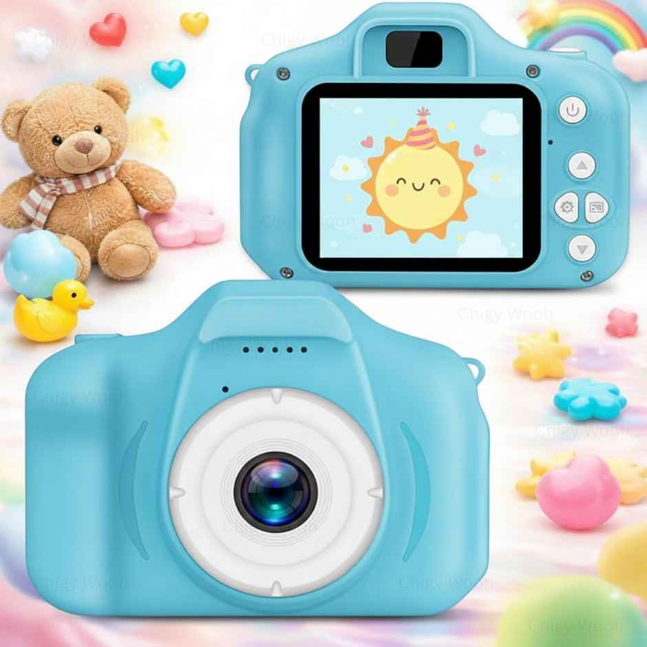 Chigy Wooh Digital Camera Toy for Kids | Video Recording | Mini Games | Rechargeable | Blue