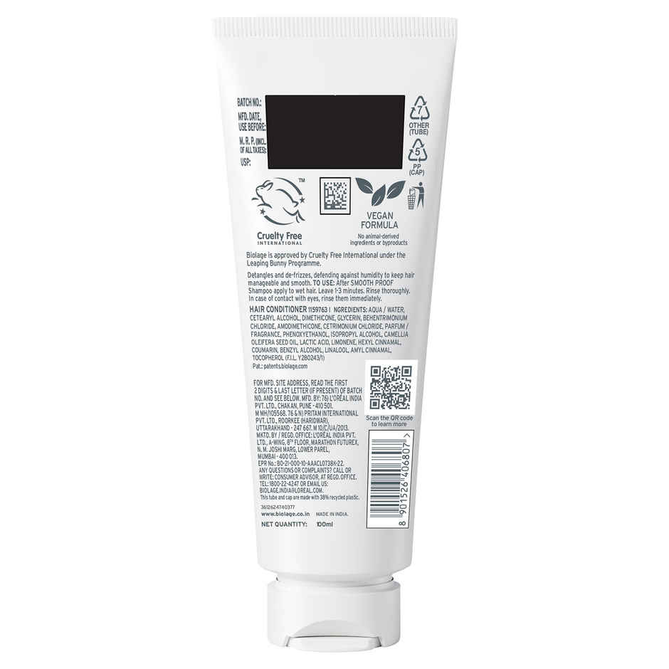 Biolage Smoothproof Anti-Frizz Conditioner with Camellia oil for 72HR Frizz Control