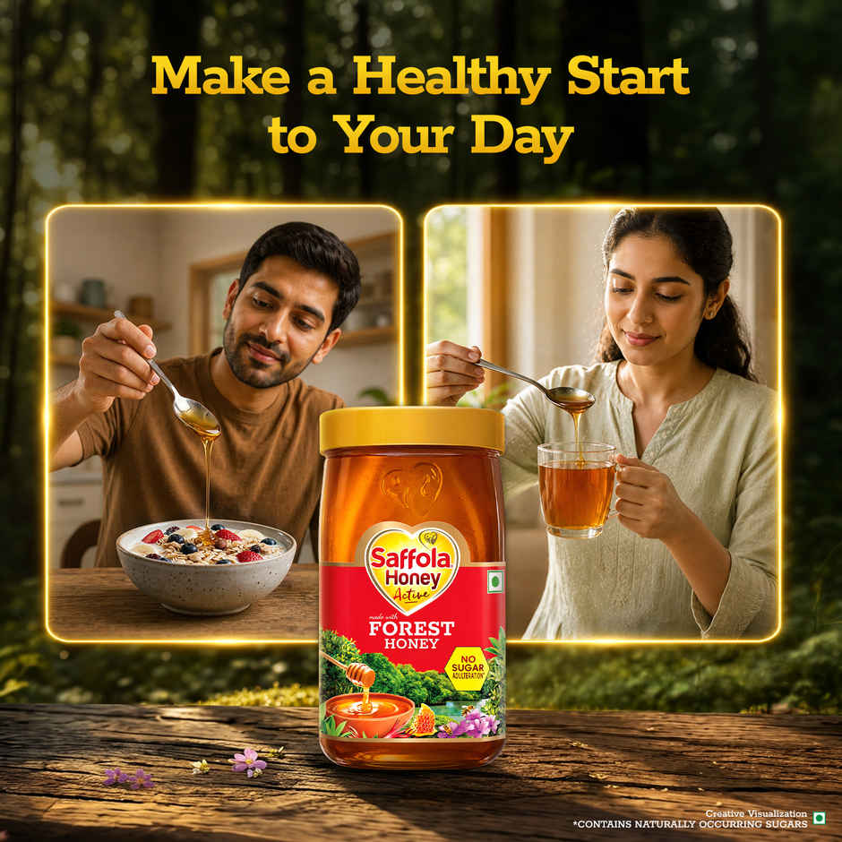Saffola Honey Active, Made with Forest Honey, Pure Honey, No sugar adulteration