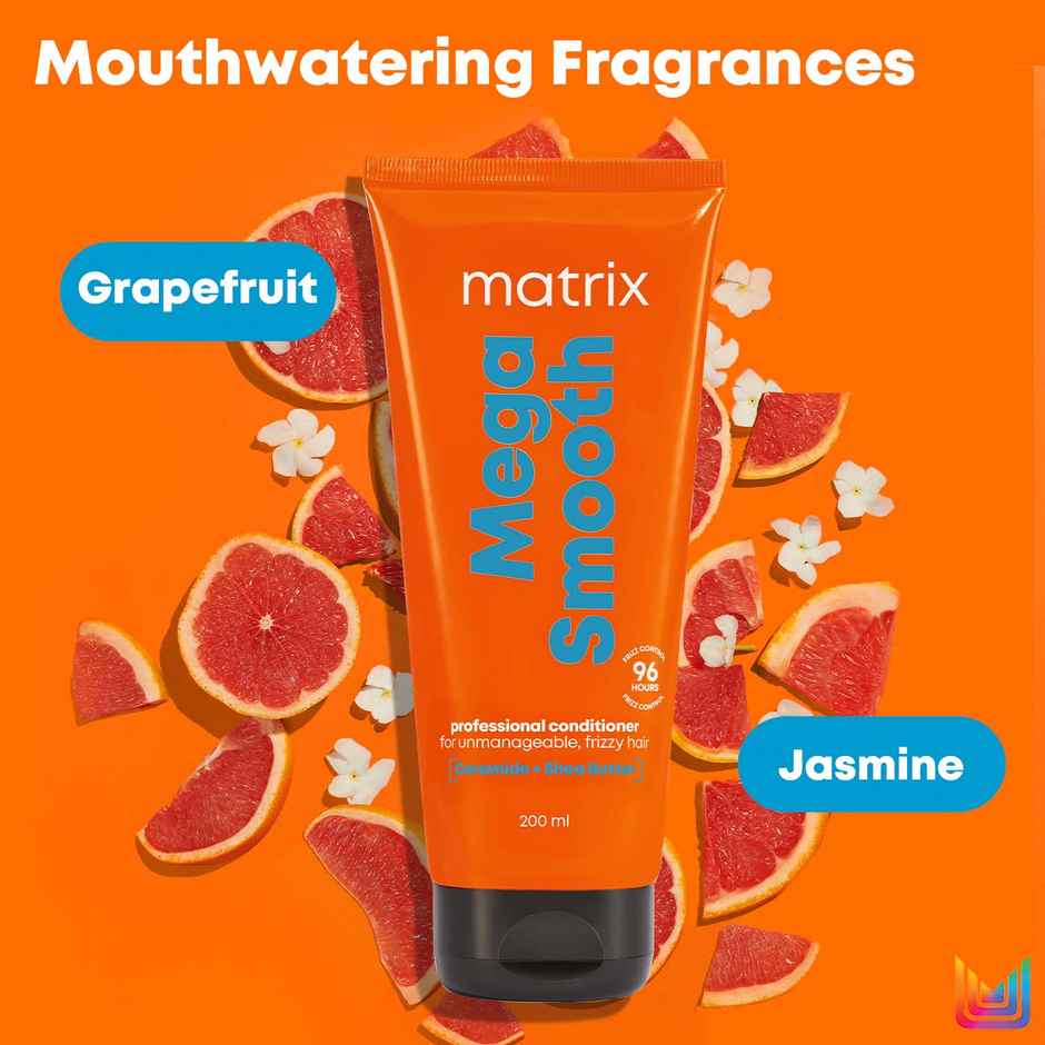 Matrix Mega Smooth Shampoo Conditioner Combo, Defy Frizz For 4 Days, For All Hair Type, Paraben-free