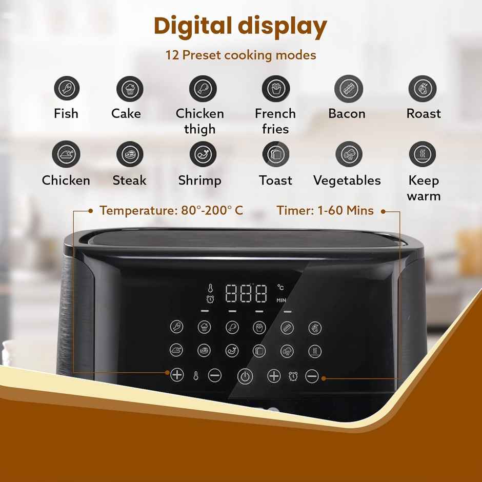 Agaro Elegant Air Fryer, 6.5L, 1800W