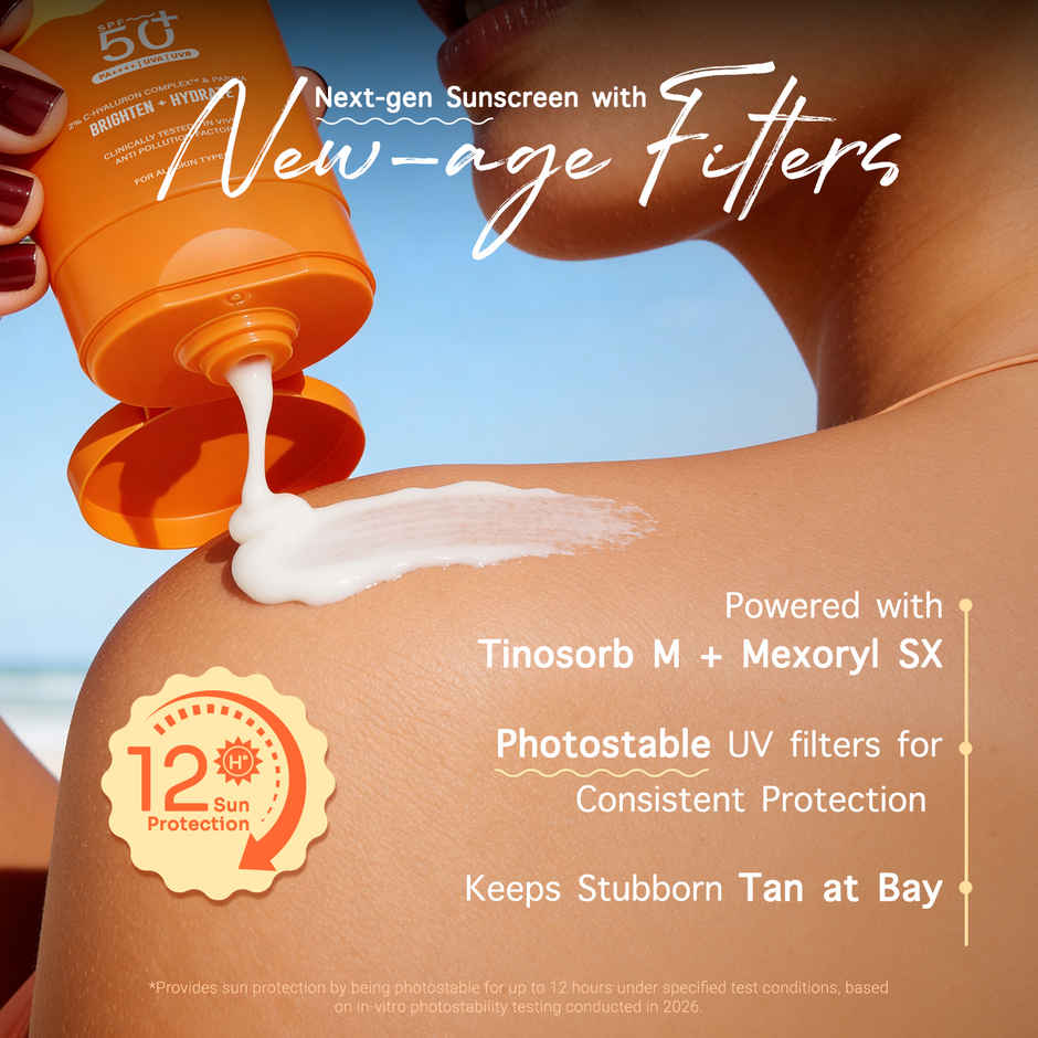 Aqualogica Glow+ Dewy Sunscreen SPF 50+ PA++++ with Anti Pollution Factor (APF) | Papaya & Vitamin C