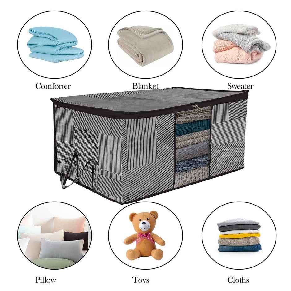 Kuber Industries Lining Underbed Storage Bag|Clear Window|Zipper & Handle|Large|Pack of 4|Gray