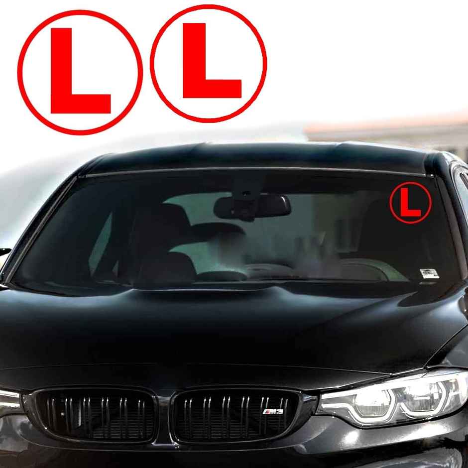 TiyuTrendzz Red L Board Learning Driver Car Vinyl Self Adhesive Sticker -15Cms X 15Cms, 2 pieces