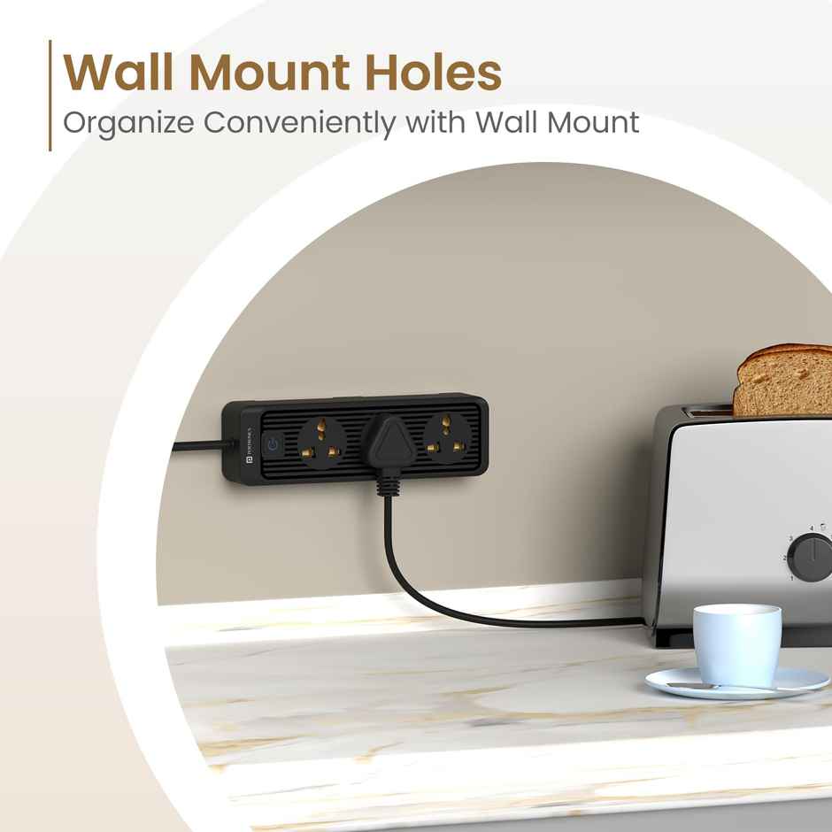 Portronics Power Plate 21 Extension Board with 3 Universal Sockets, 1.5 Meter Long Cord, 1440 Watts(6 Amp), Fireproof Material, Multi Plug for Home Appliance -  Black