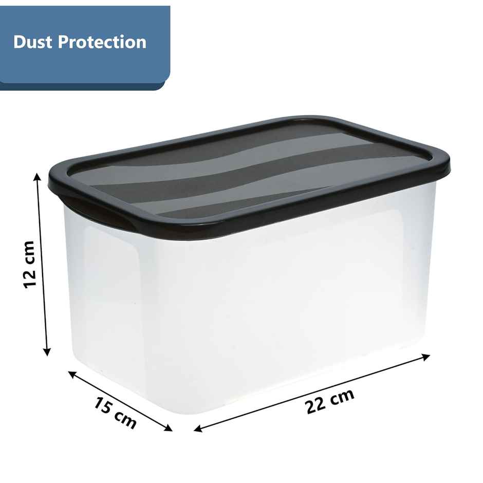 Kuber Industries 3 Pcs Small Plastic Boxes for Storage With Lid - Pooja & Office Items | Black