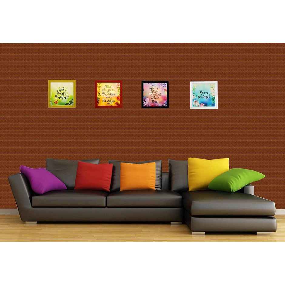 Indianara Multicolored Set of 4 Framed Motivational Quotes Art Wall Hanging Decor