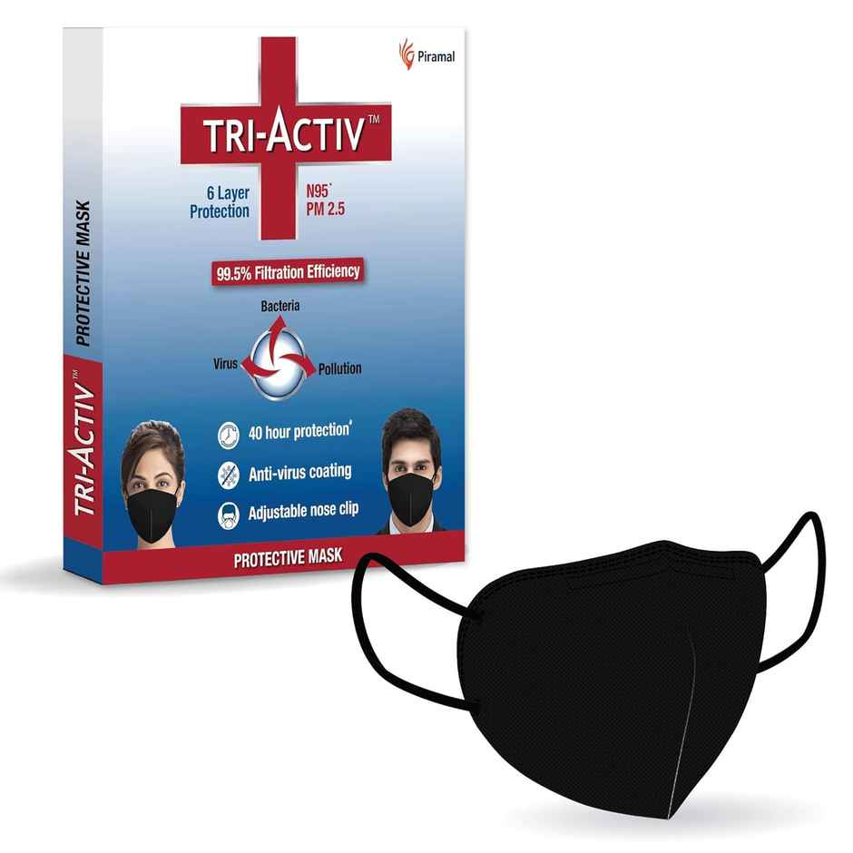 Tri-Activ 6 Layer Protective Face Mask PM2.5 / N95 Black Mask
