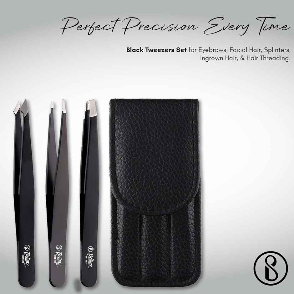 Beaute Secrets Tweezers Set Precision For Eyebrows Facial Hair Splinters ingrown Hair Removal
