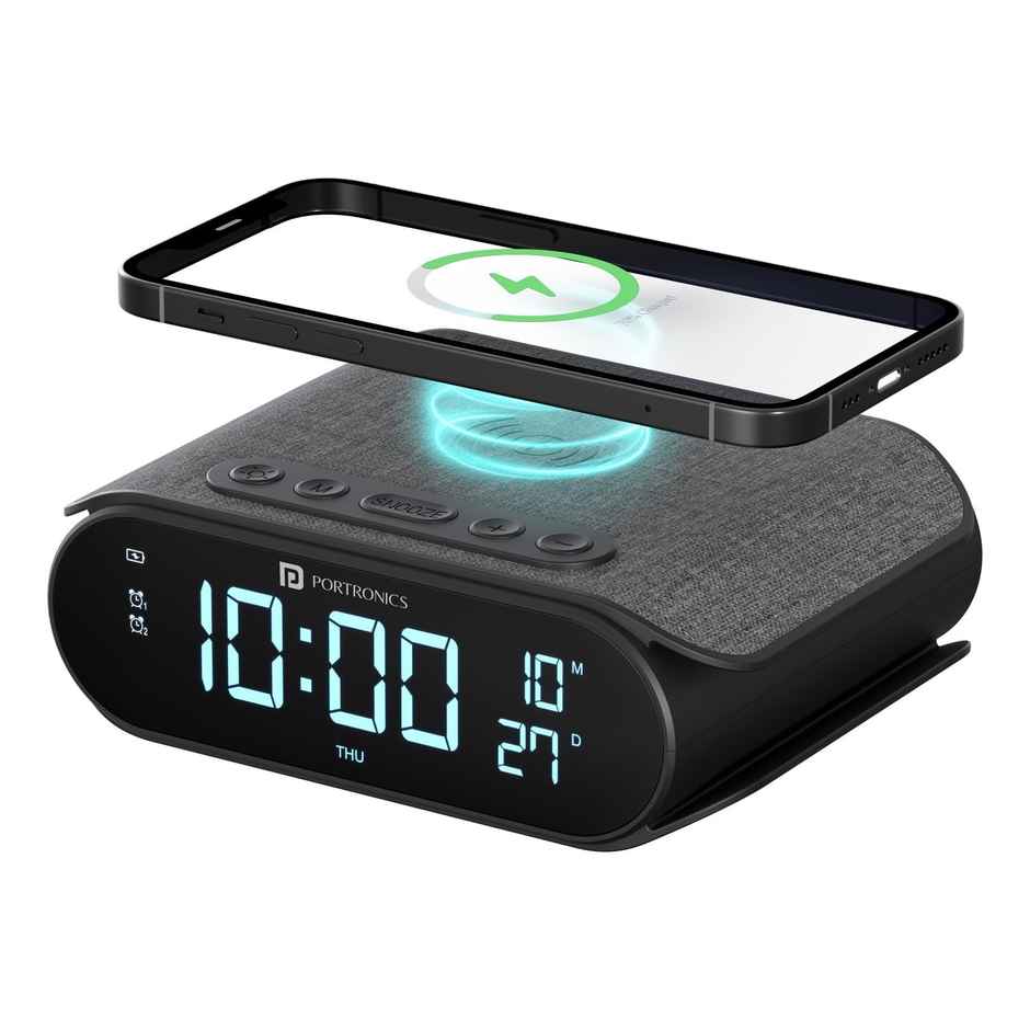 Portronics VoltClock 15W Wireless Charger for All Compatible Wireless Charging Smartphones(Black)