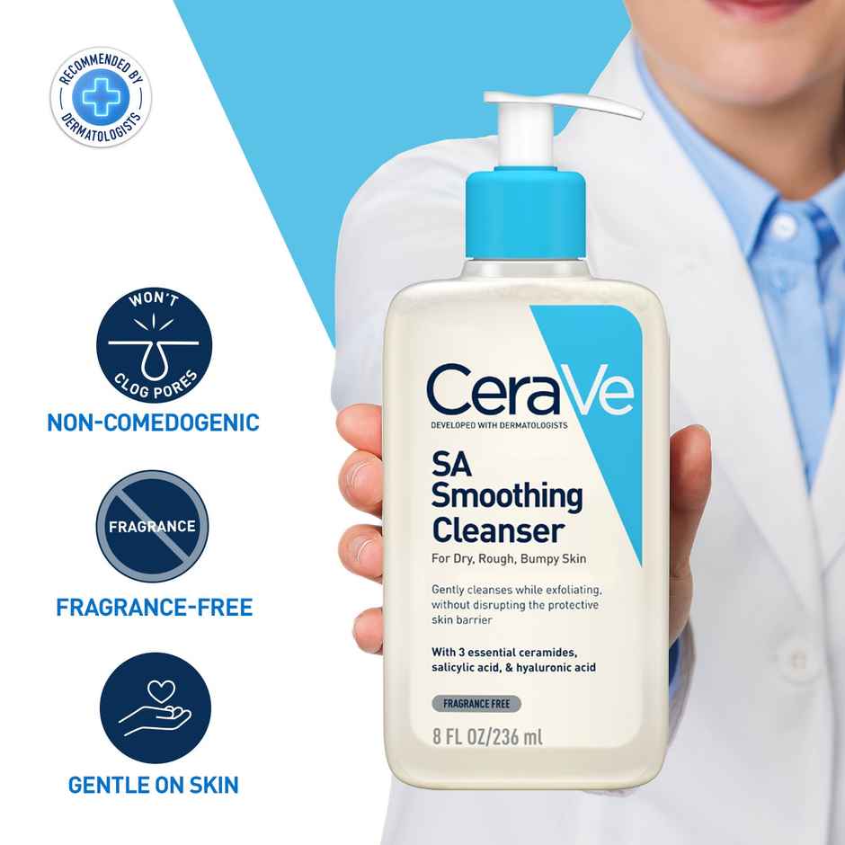 CeraVe Smoothing Cleanser | Dry, Rough & Bumpy Skin | Face Wash With Salicylic Acid & Ceramides