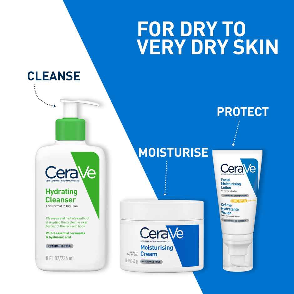 CeraVe Moisturizer For Dry Skin, Barrier Repair Cream With Ceramides, Dermatologist Recommended