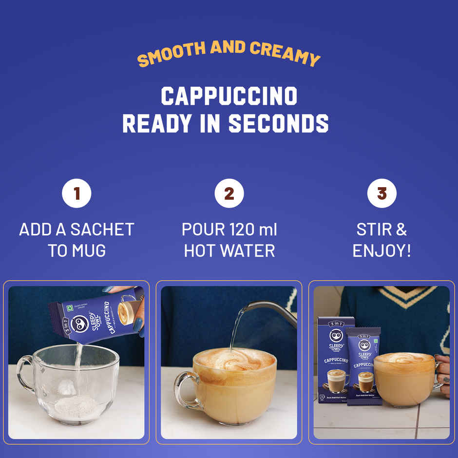 Sleepy Owl Cappuccino 3 in 1 Medium Roast Coffee Premix Combo