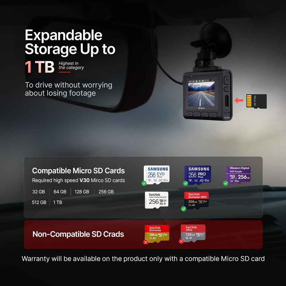 Qubo Dashcam Pro 2.7K + Rear Cam by Hero Group