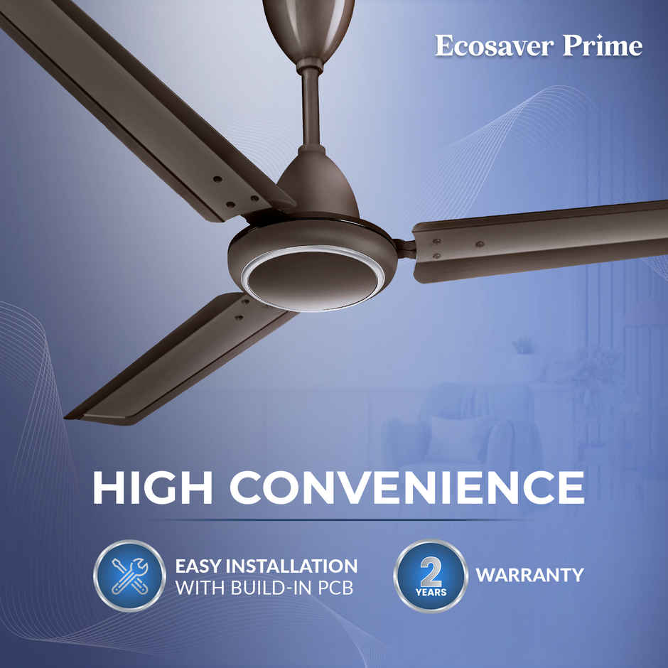 IVAS EcoSaver Prime BLDC Ceiling Fan, 1200mm, 400 RPM, RF Remote Control, BEE 5 Star, Smoky Brown