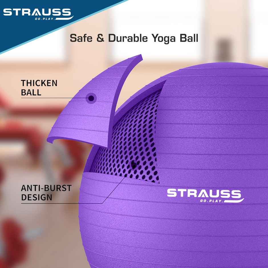 Strauss Rubber Anti-burst Gym Ball | Round Shape | 85 Cm | Purple