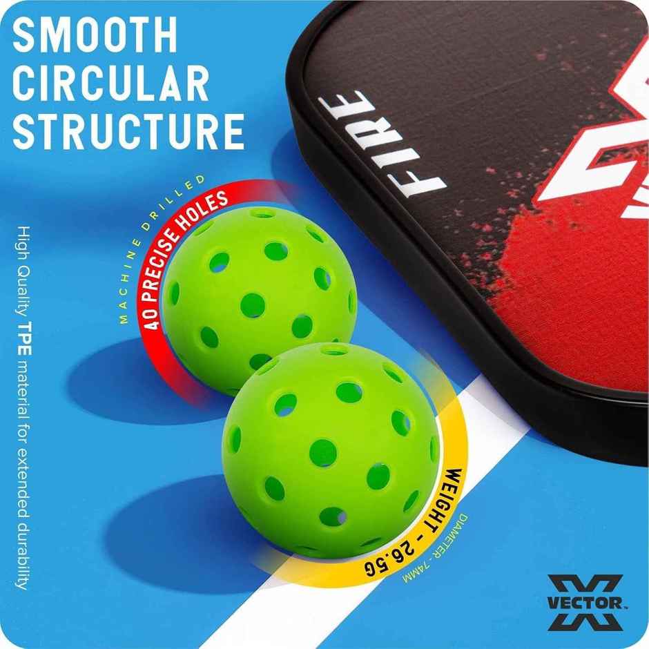 Vector X FIRE Pickleball Paddle Set - 1 Paddle + 2 Pickle Balls + Carry Bag | Carbon Fiber Material