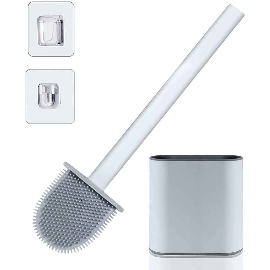 Perpetual Water Drop Toilet Brush Set | Wall-Mounted Silicone Brush with Holder | 2 Pcs