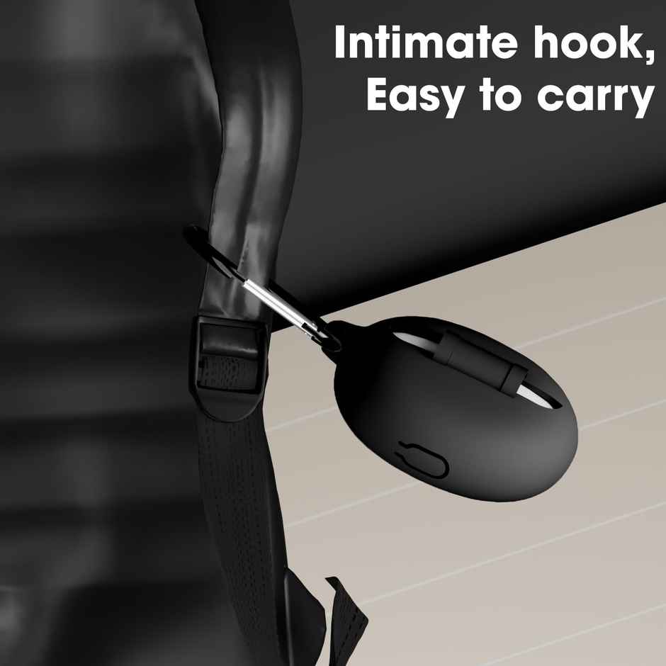 Sounce TWS-Silicone Earphone Case Cover for Oppo Enco Air3 Pro | With Keychain | Black