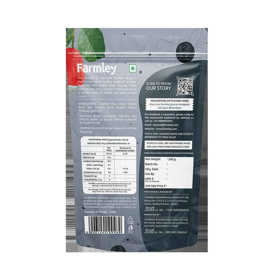 Farmley Black Pepper Roasted Cashews | Kaju Snacks