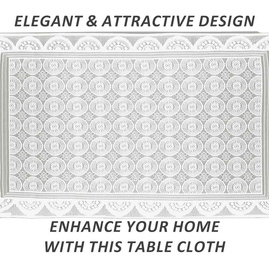 Kuber Industries Center Table Cover | Cotton for Living Room | Table Cloth for 4 Seater | White