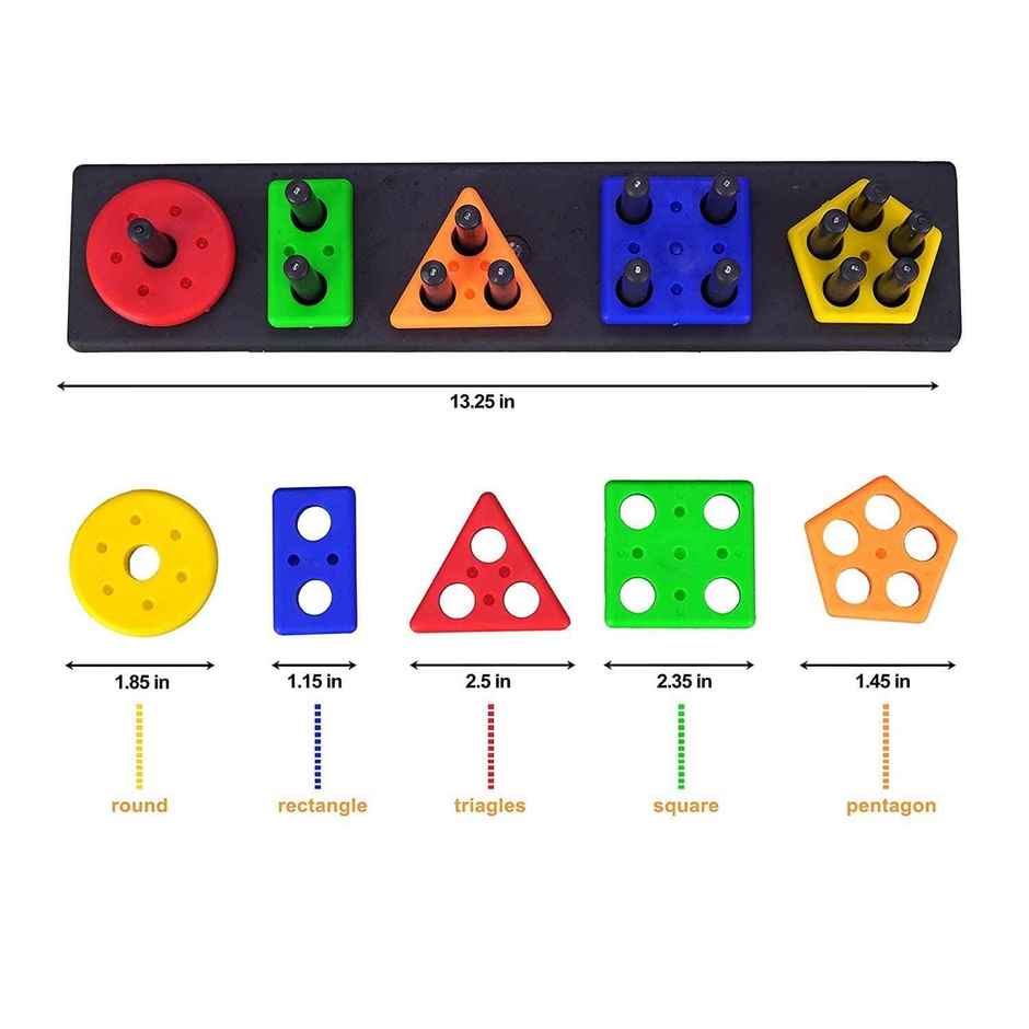 Fablue Geometric Shape Sorting & Stacking Blocks - Educational Learning Puzzle Toy for Kids
